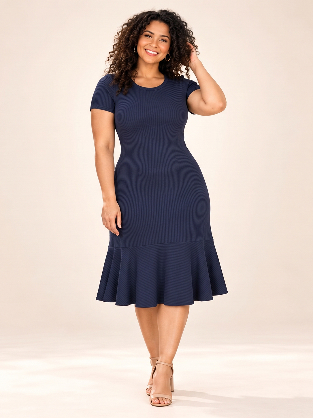 Everyday Ribbed Fit & Flare Midi Dress