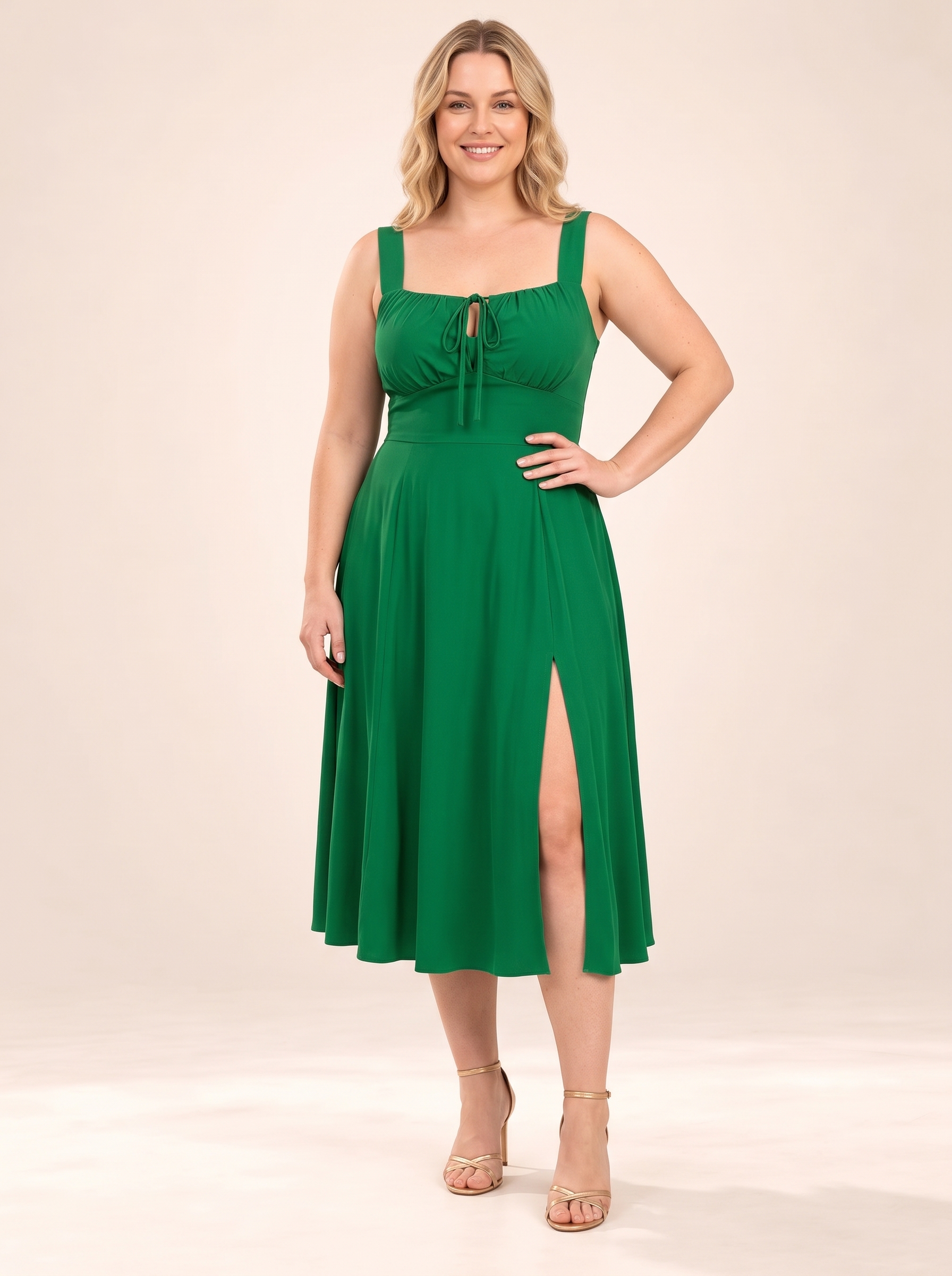 Everyday Grace Square-Neck Tie-Waist Dress