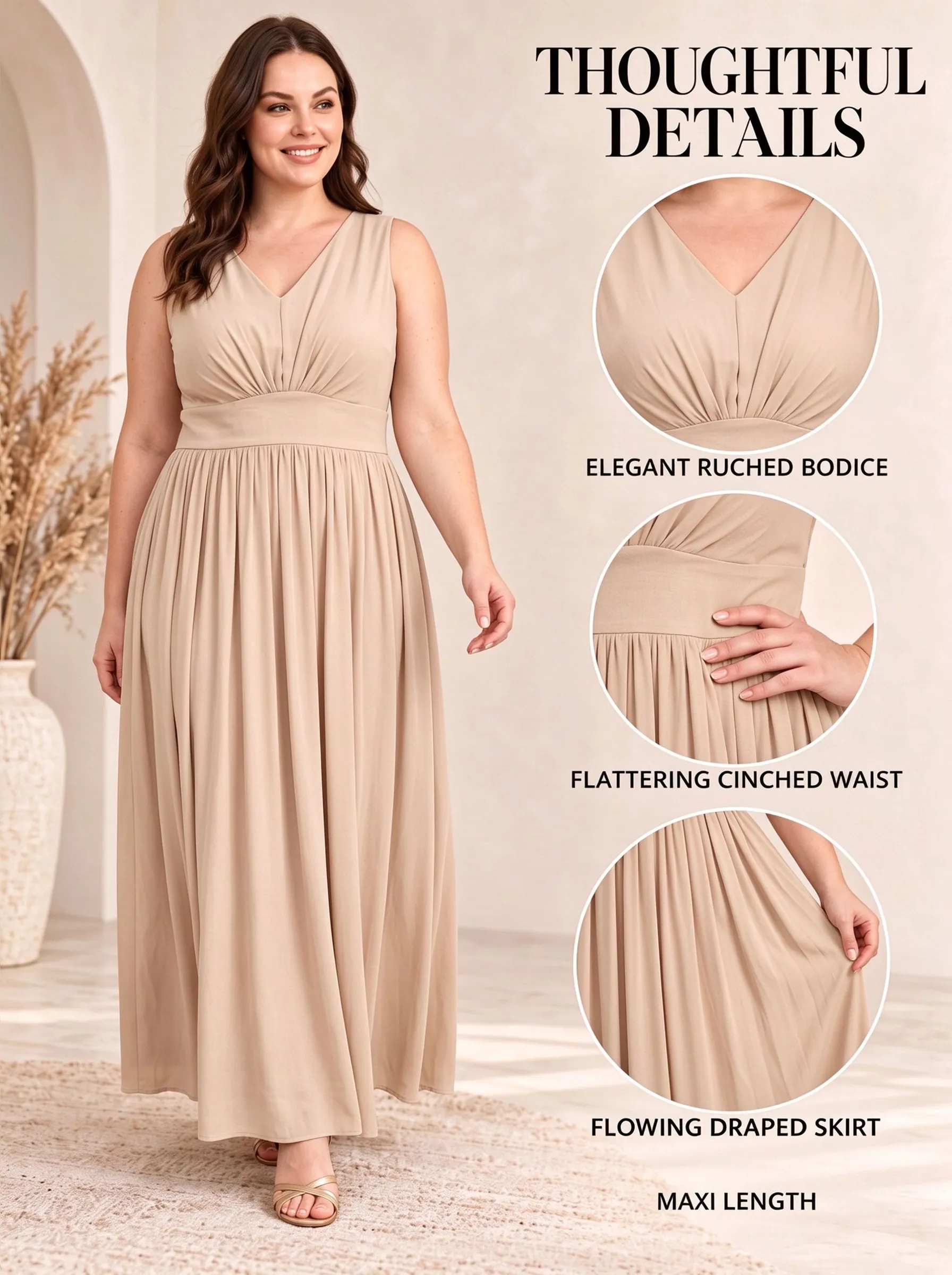 Everyday V-Neck Gathered Maxi Dress
