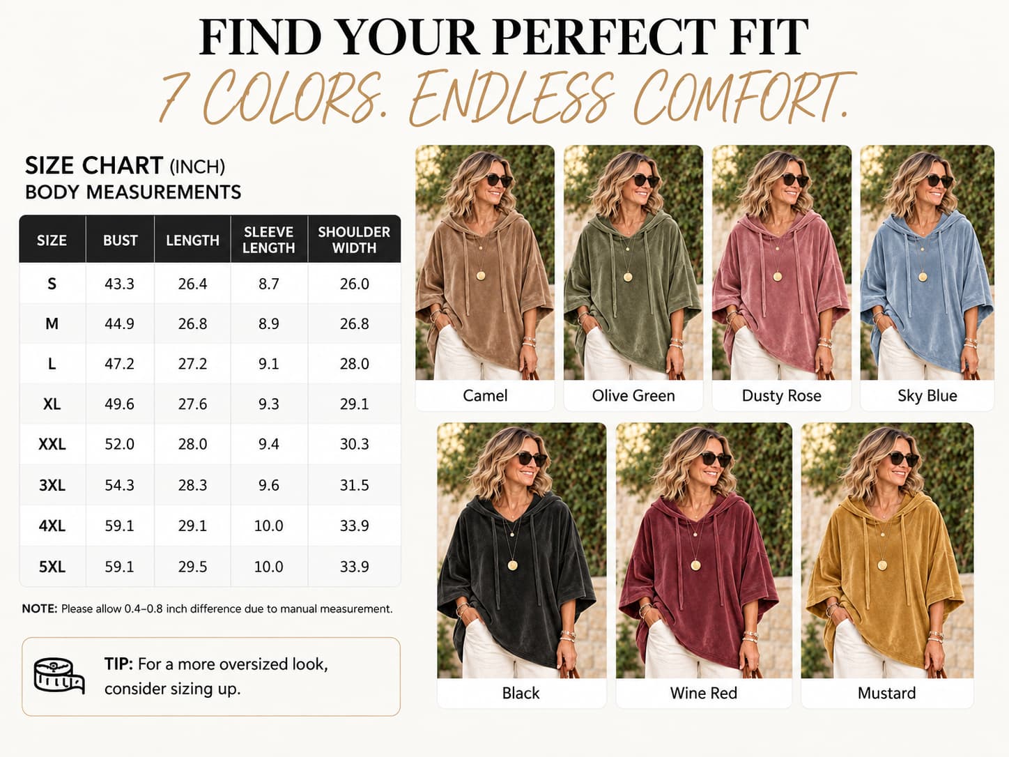Effortless Comfort Oversized Velour Hooded Poncho
