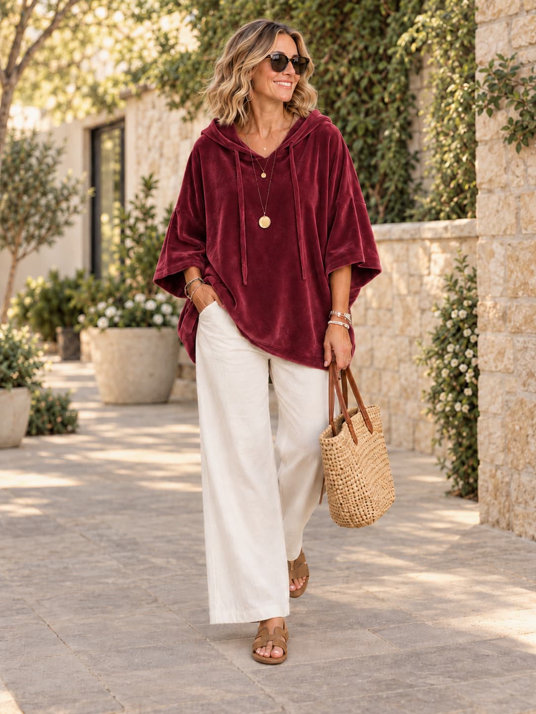 Effortless Comfort Oversized Velour Hooded Poncho