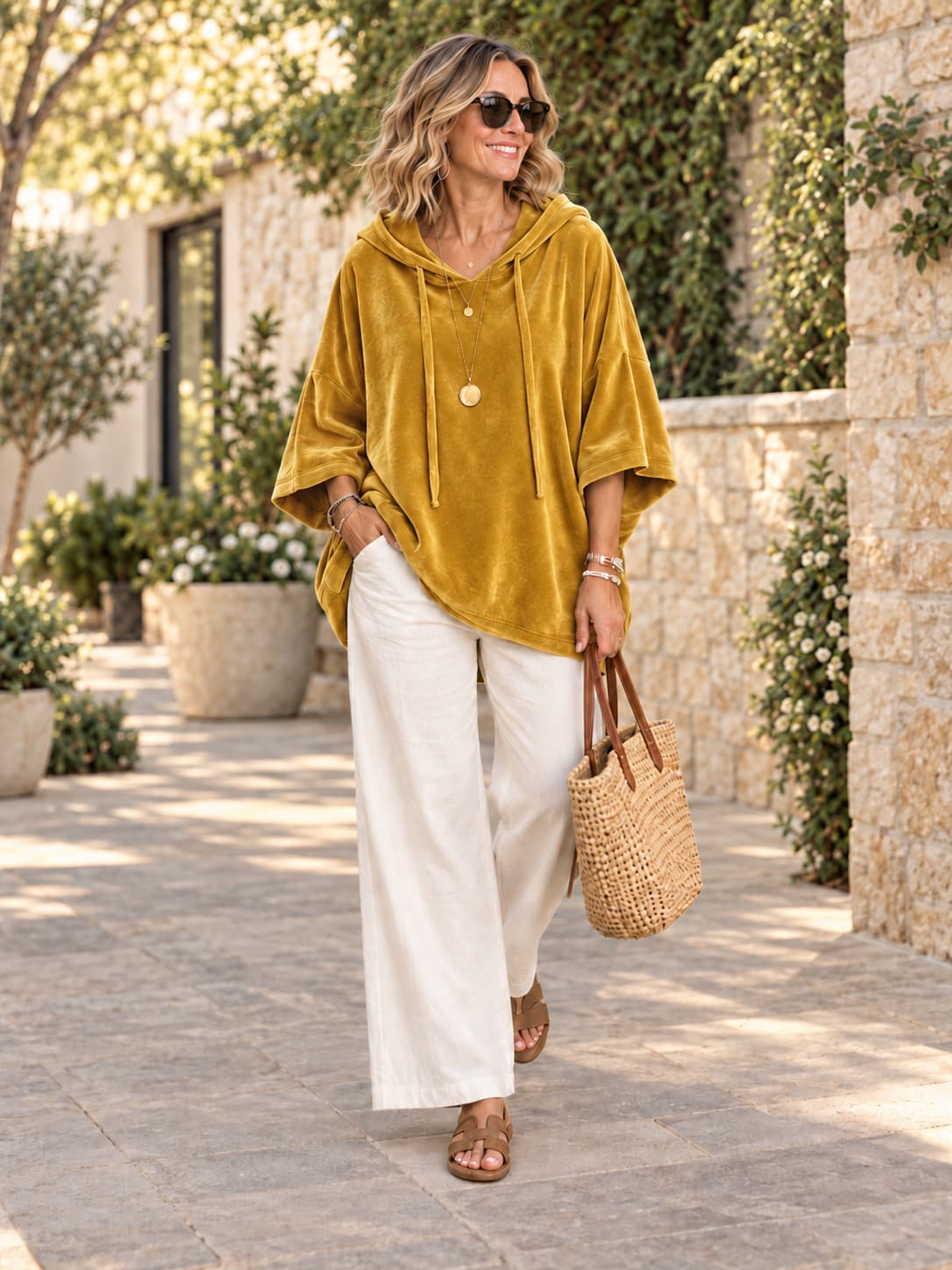 Effortless Comfort Oversized Velour Hooded Poncho