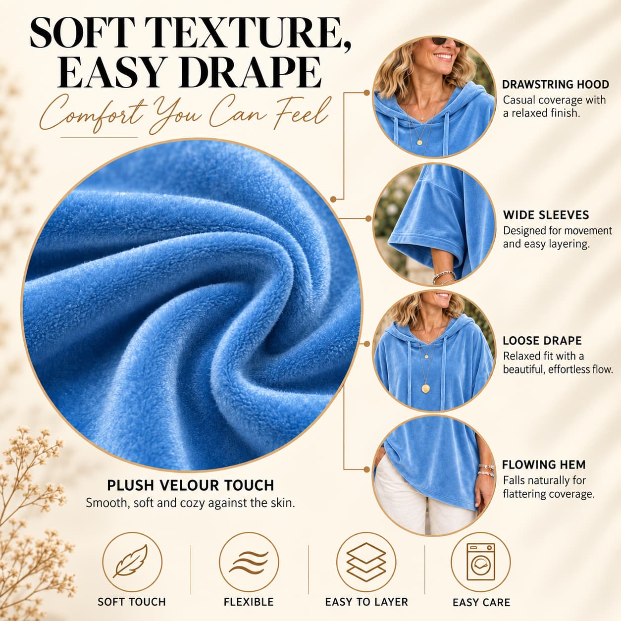 Effortless Comfort Oversized Velour Hooded Poncho