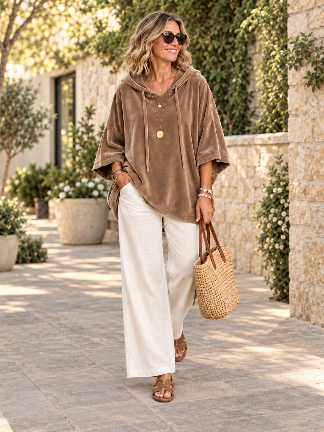 Effortless Comfort Oversized Velour Hooded Poncho