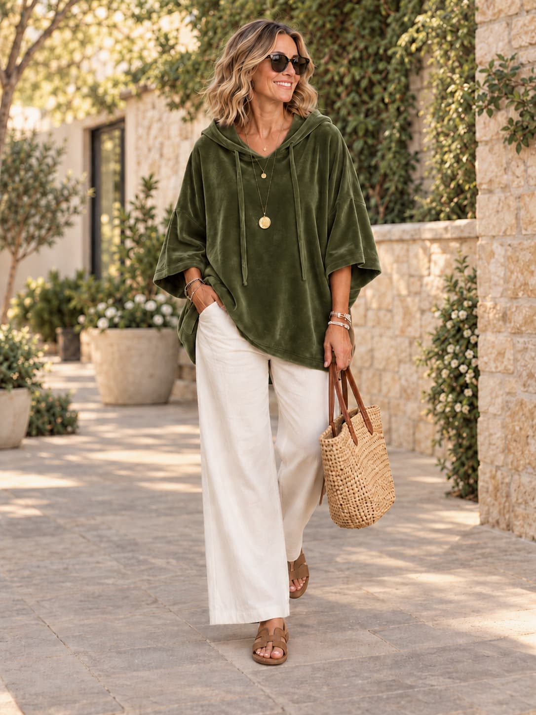 Effortless Comfort Oversized Velour Hooded Poncho