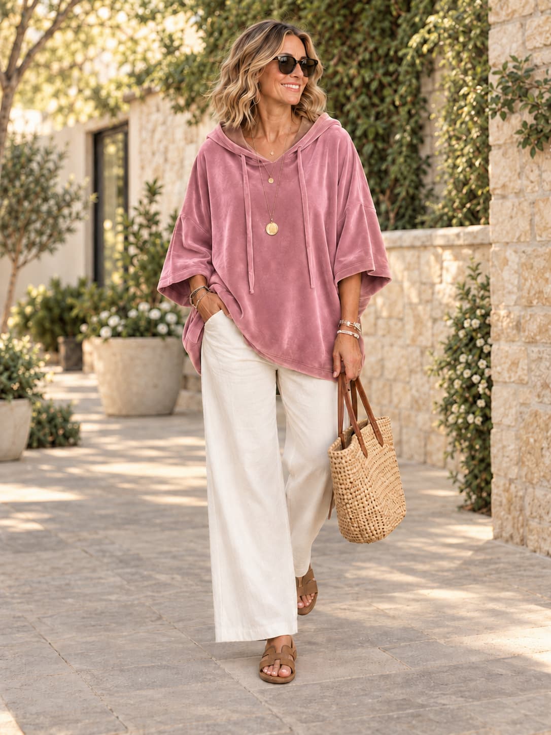 Effortless Comfort Oversized Velour Hooded Poncho