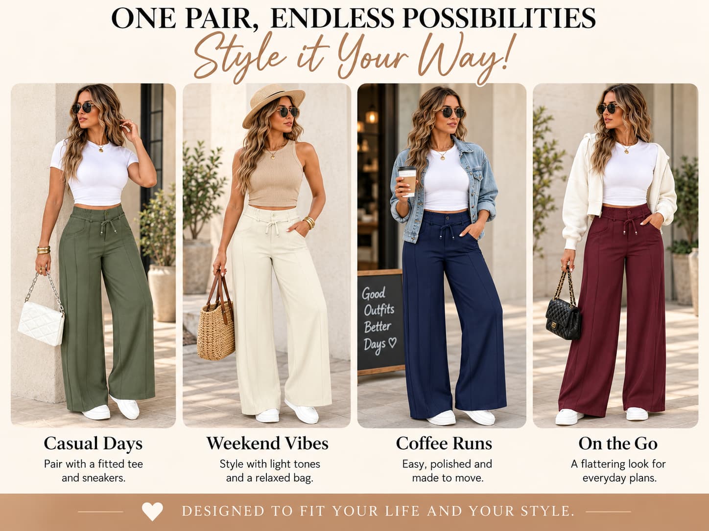 Women's Wide Leg Pants High Waist Loose Trousers