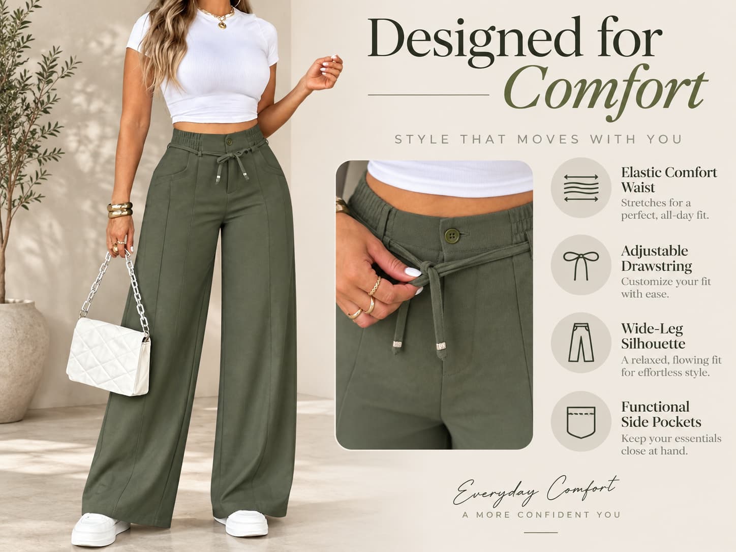 Women's Wide Leg Pants High Waist Loose Trousers