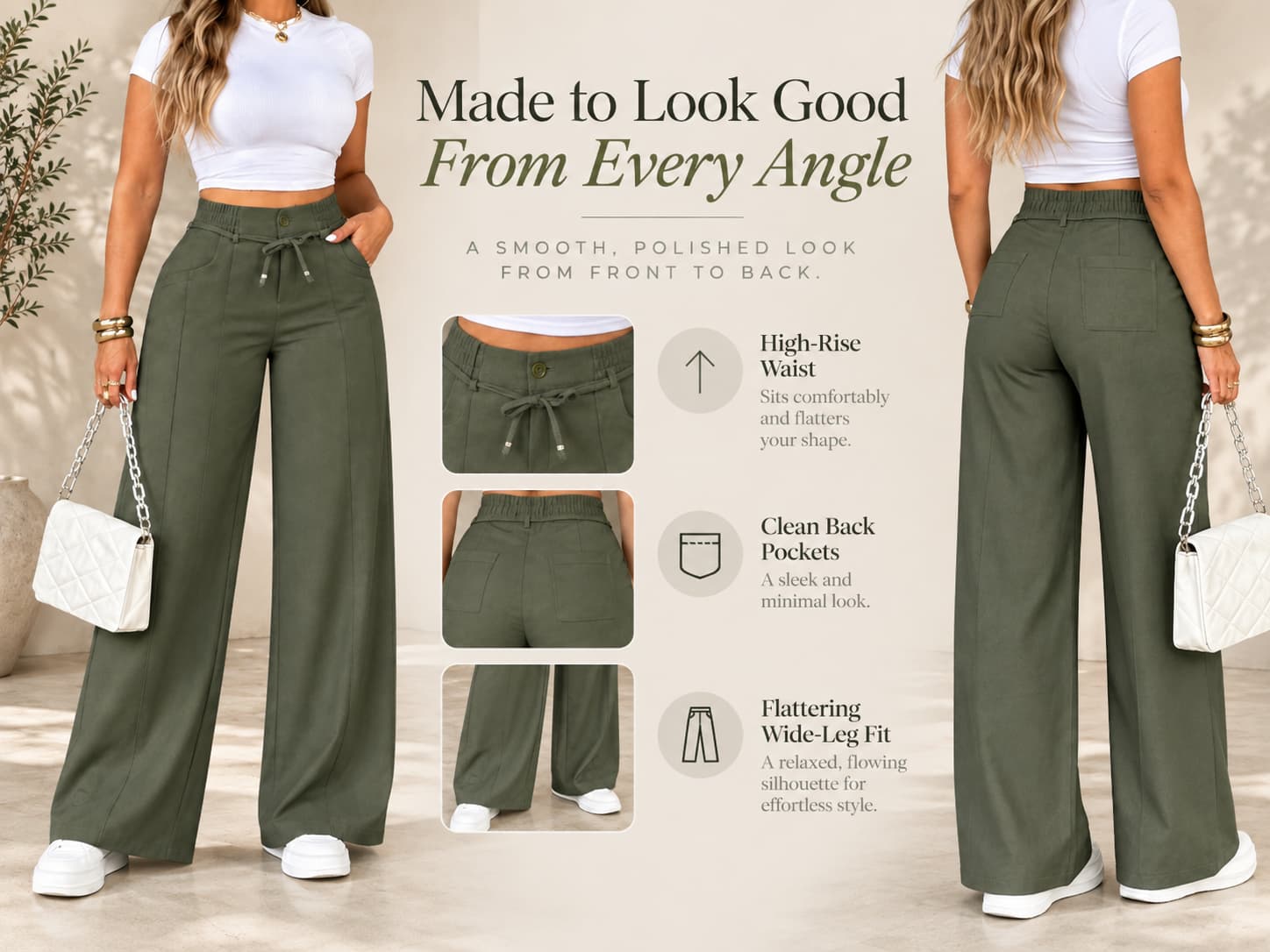 Women's Wide Leg Pants High Waist Loose Trousers