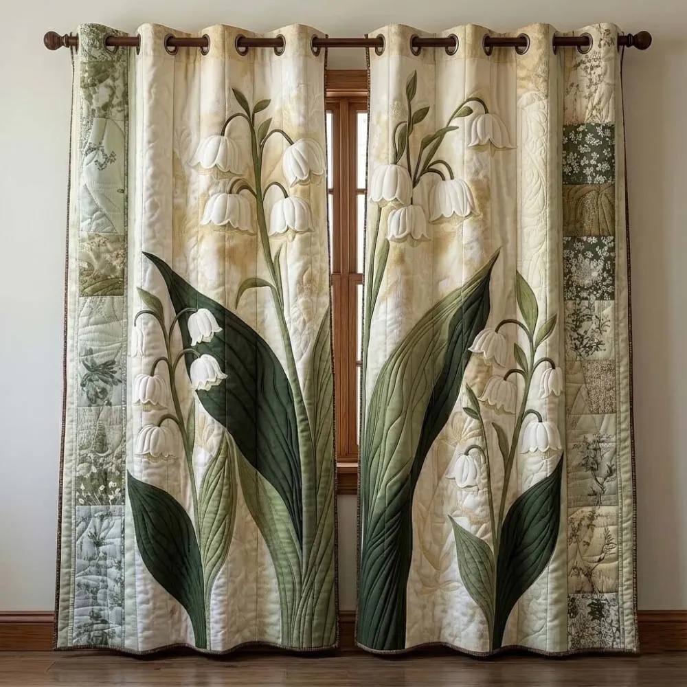 Lily of the Valley Patchwork Embroidered Knitwear Quilted Curtains