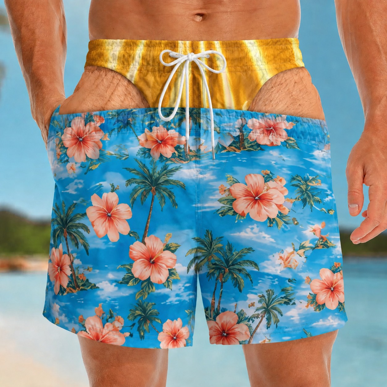 Ocean of Blooms Playful Print Shorts