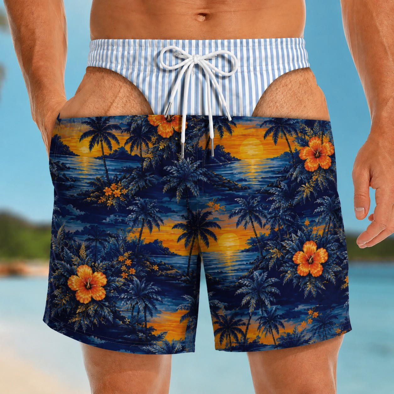 Dusk Beach Playful Print Shorts
