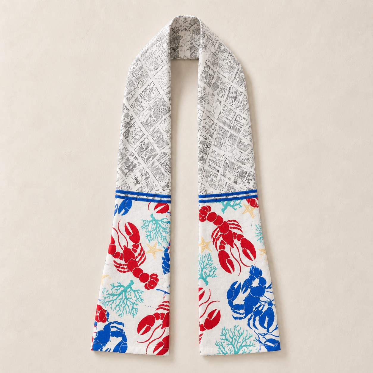 Coastal Lobster Nautical Kitchen Ease Towel Scarf
