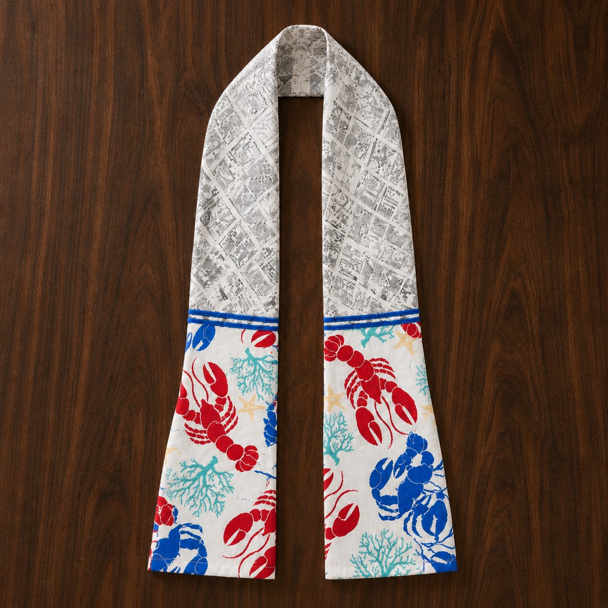 Coastal Lobster Nautical Kitchen Ease Towel Scarf