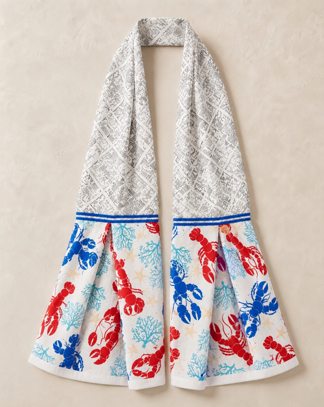 Coastal Lobster Nautical Kitchen Ease Towel Scarf