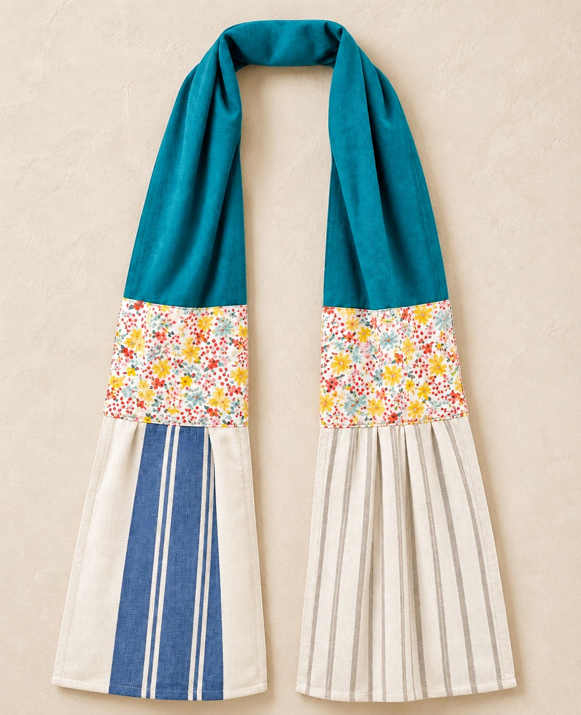 Vibrant Floral & Stripe Kitchen Ease Towel Scarf