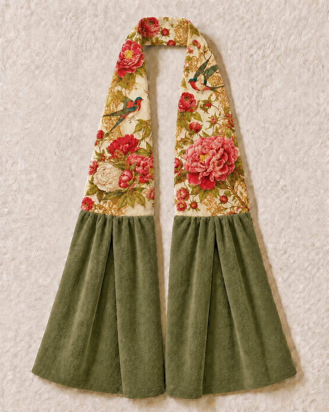 Vintage Peony Bird Kitchen Ease Towel Scarf