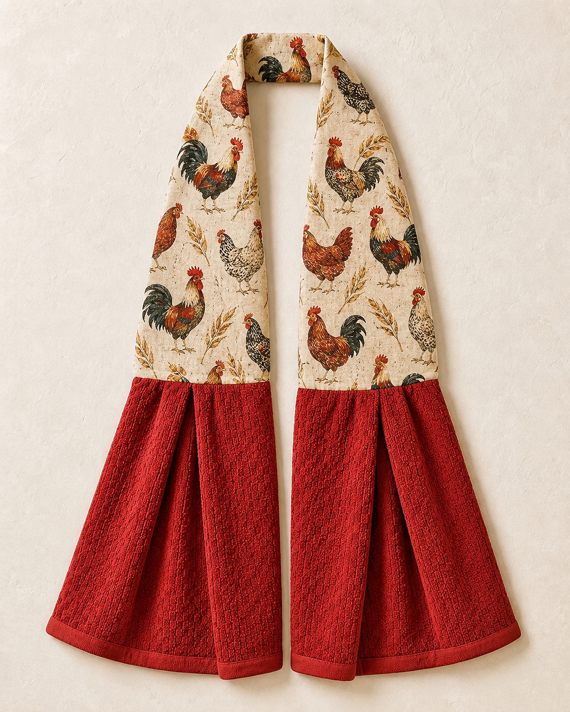 Vintage Rooster Farmhouse Kitchen Ease Towel Scarf