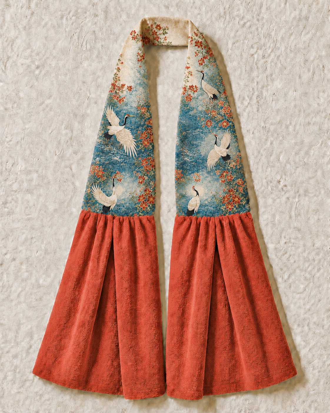 Oriental Crane Wave Kitchen Ease Towel Scarf