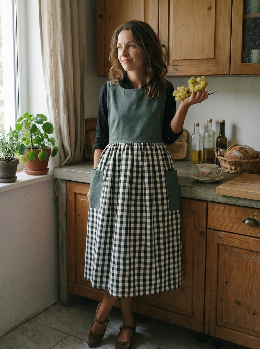 Dark Green Patchwork Apron