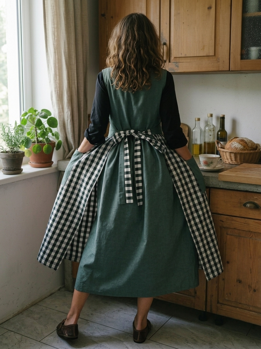 Dark Green Patchwork Apron