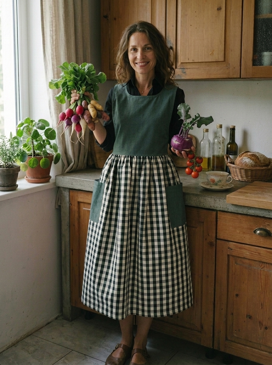 Dark Green Patchwork Apron