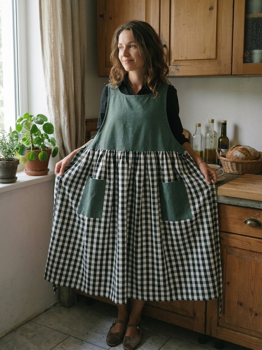 Dark Green Patchwork Apron