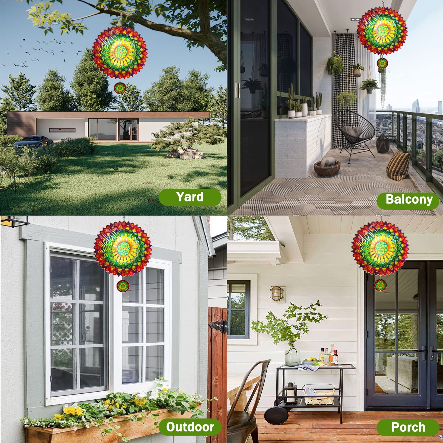 Colorful 3D rotating wind chimes