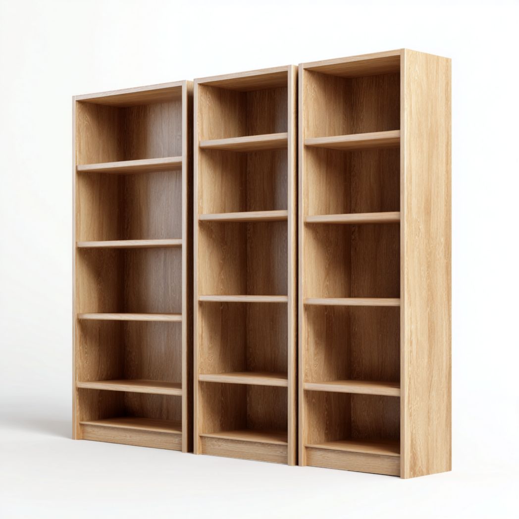 Ensemble de trois bibliothèques en chêne avec cinq compartiments ouverts chacune-Dci Furniture