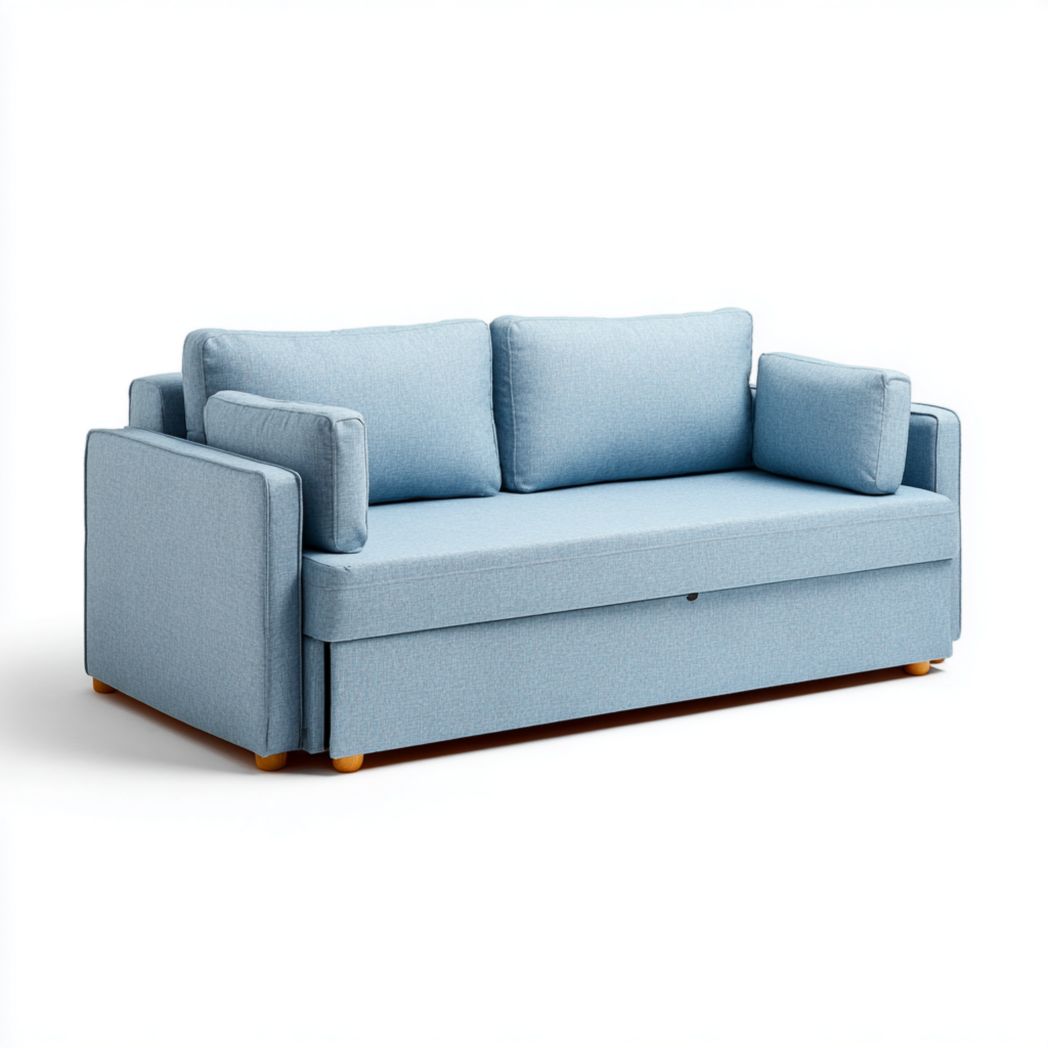 Canapé 2 places convertible en tissu bleu-Dci Furniture