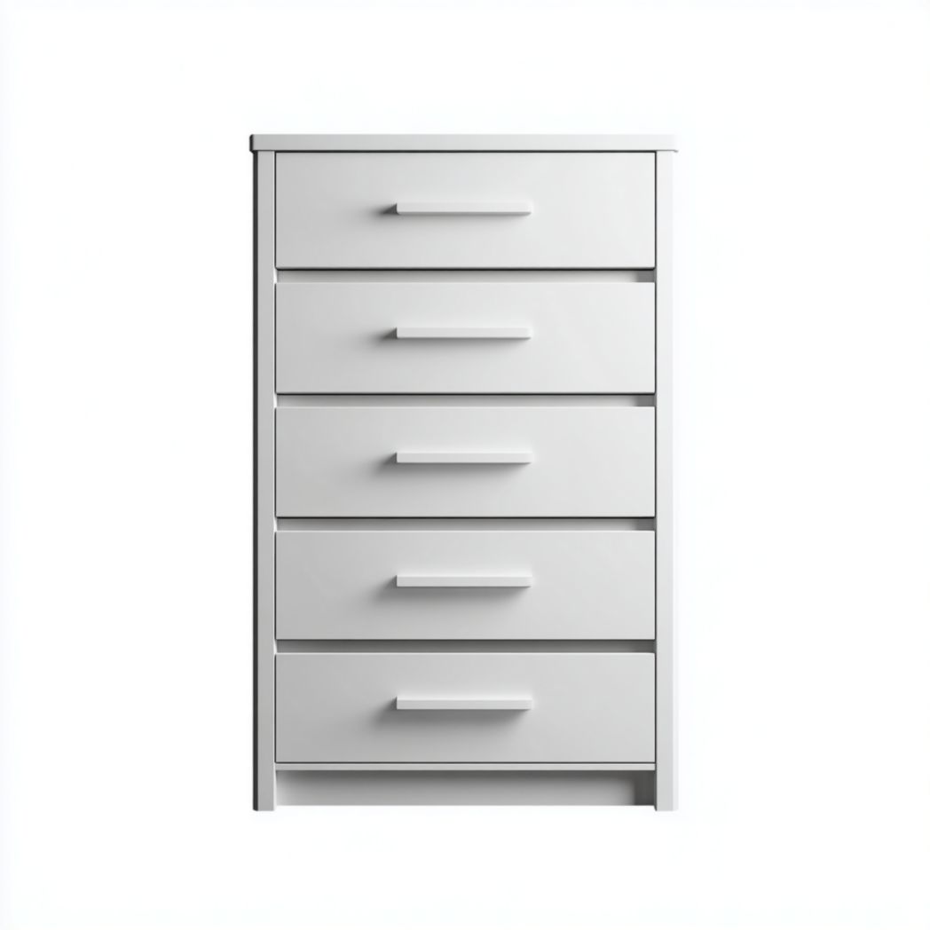 Commode blanche à cinq tiroirs avec poignées horizontales-Dci Furniture