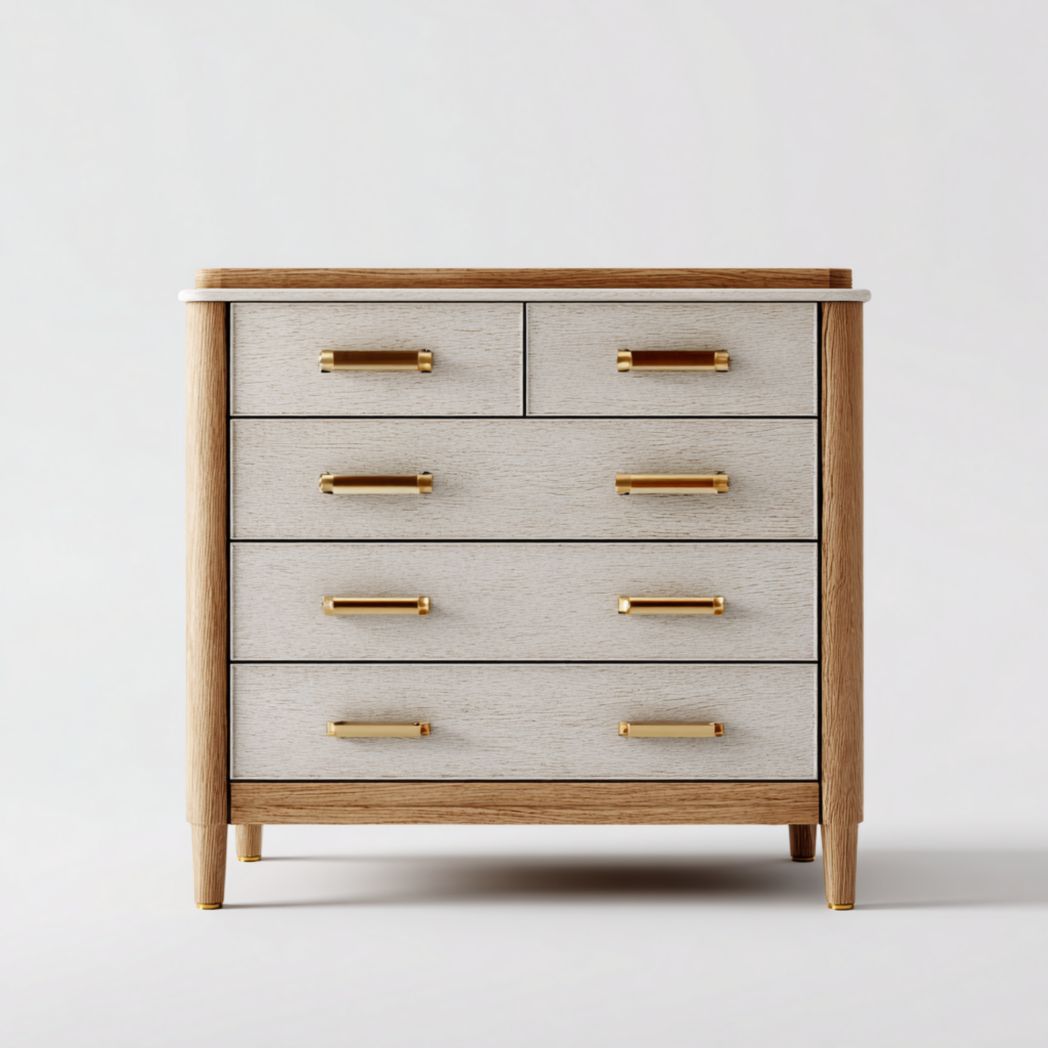 Commode bicolore avec cinq tiroirs et poignées dorées-Dci Furniture