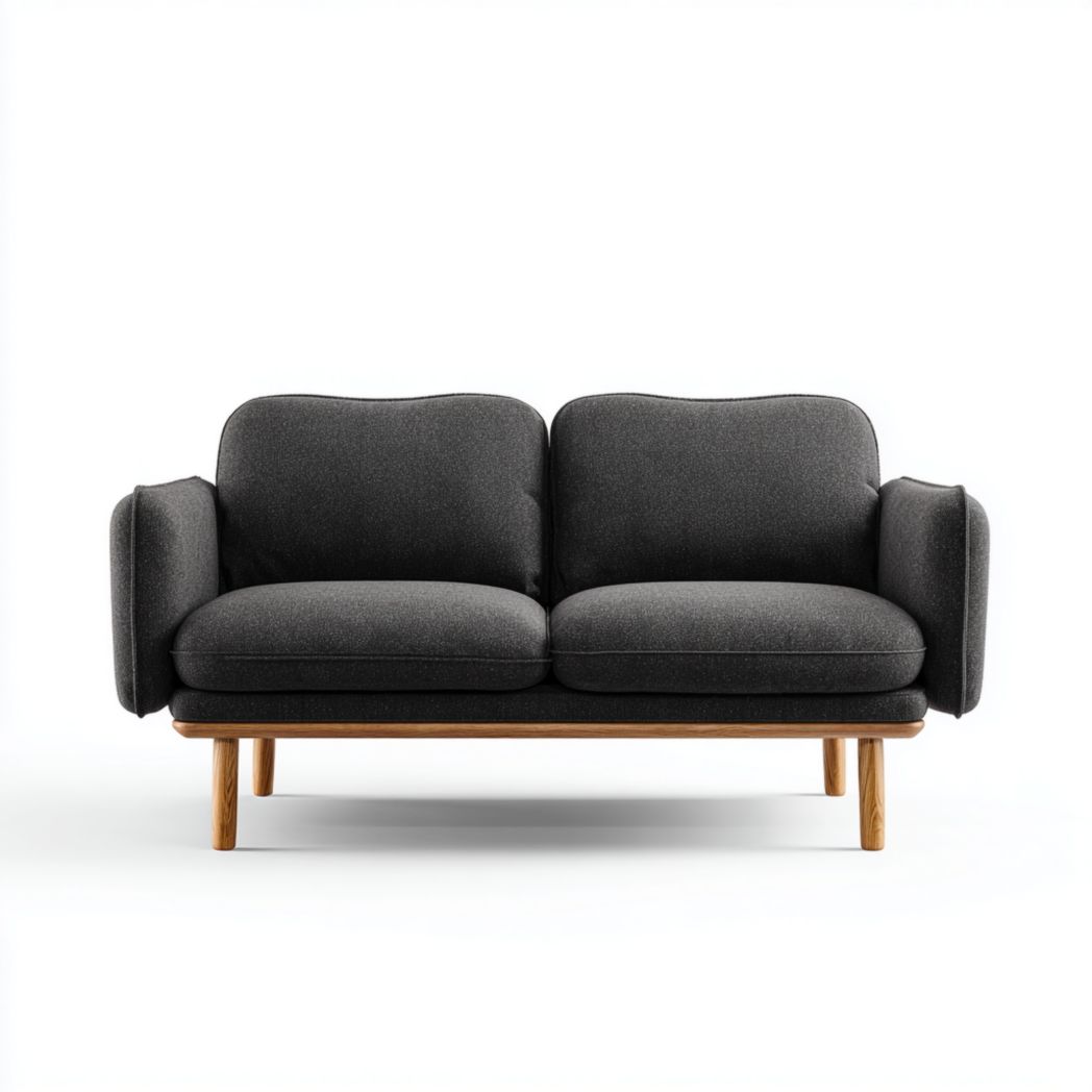 Canapé 2 places en tissu gris foncé-Dci Furniture