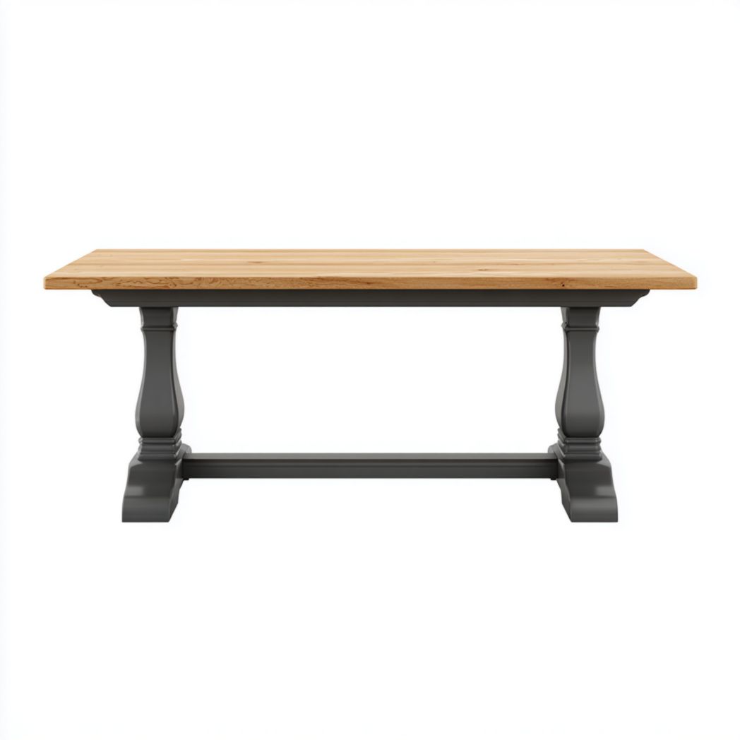 Table rectangulaire en bois massif avec piètement peint gris-Dci Furniture