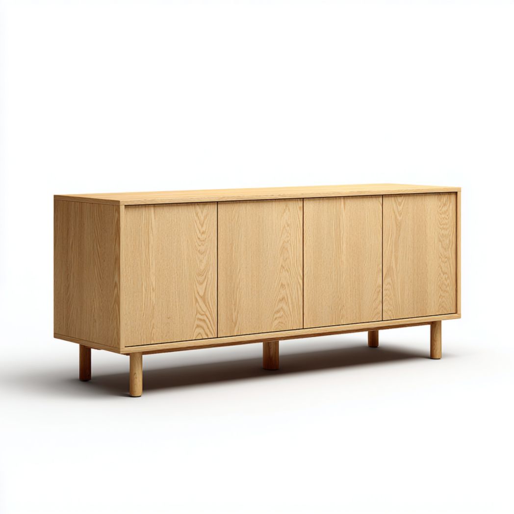Buffet de rangement à 4 portes en chêne massif-Dci Furniture