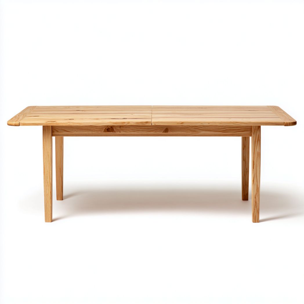 Table de repas extensible rectangulaire en chêne massif avec rallonge intégrée-Rr Furniture