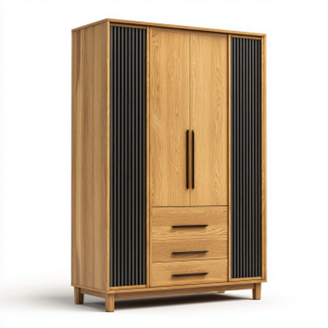 Armoire en bois avec portes et tiroirs-Rr Furniture