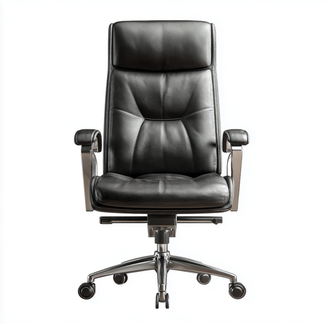 Fauteuil de bureau de direction pivotant en cuir synthétique avec accoudoirs - Noir-Rr Furniture