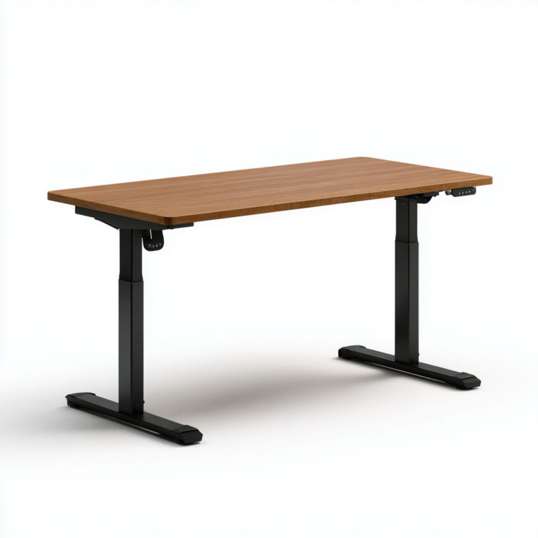 Bureau rectangulaire avec plateau en bois massif et piètement en acier-Rr Furniture