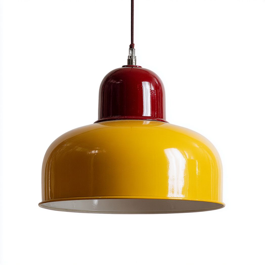 Suspension en métal émaillé bicolore avec câble textile-Rr Furniture