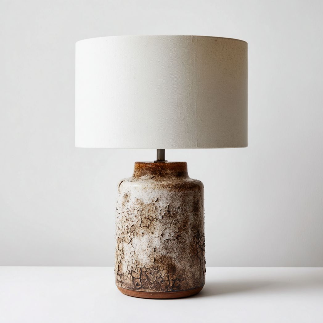 Lampe de table avec base en céramique et abat-jour en tissu-Rr Furniture