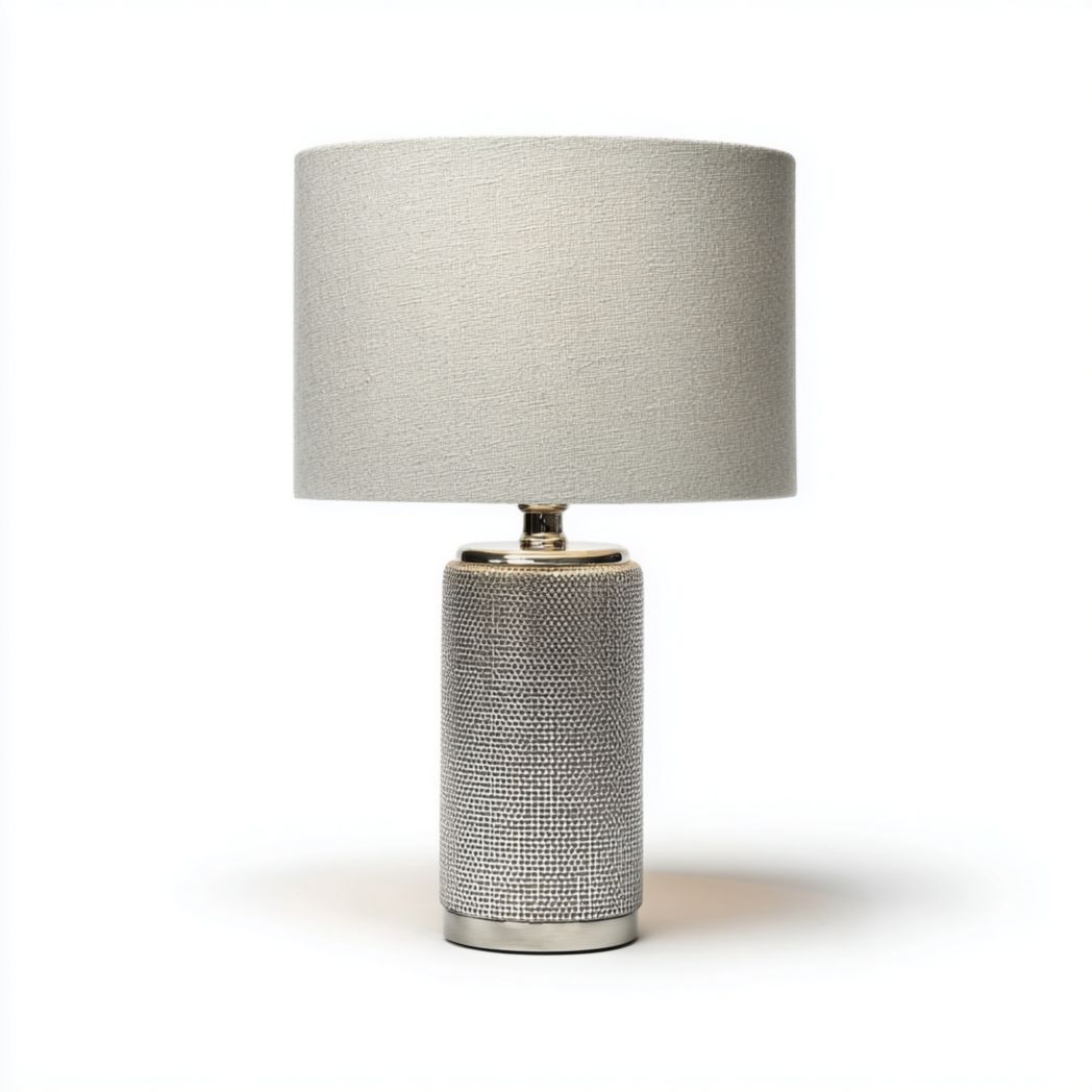 Lampe de table cylindrique avec abat-jour en tissu-Rr Furniture
