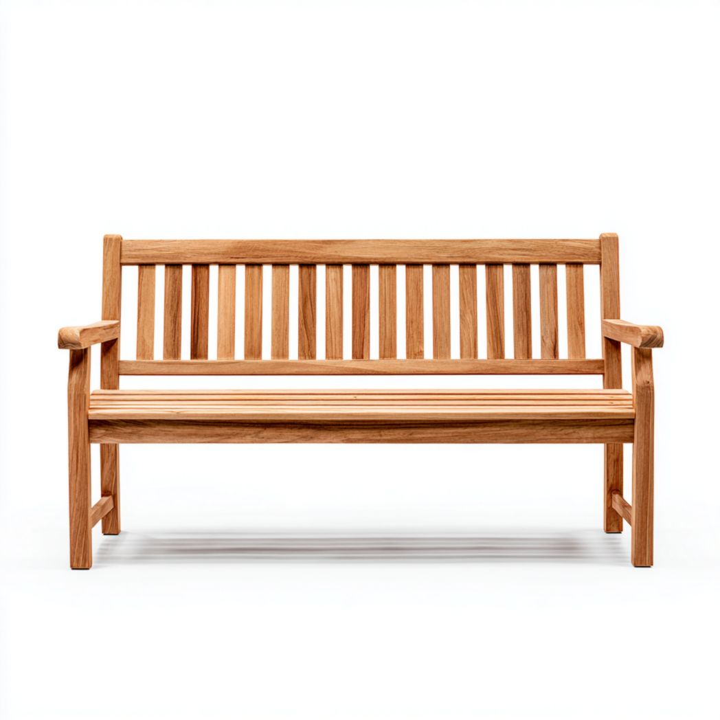 Banc d’extérieur en bois massif avec dossier et accoudoirs-Rr Furniture