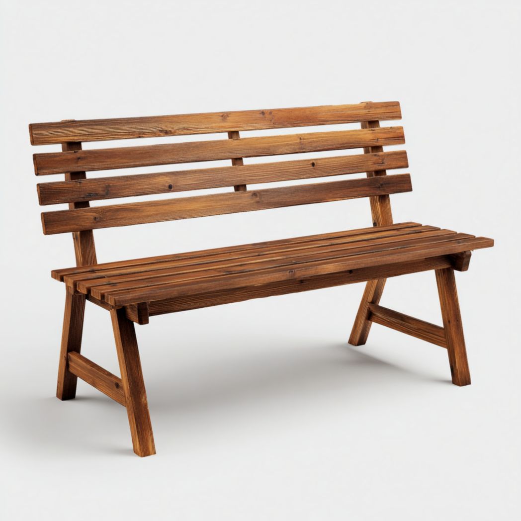 Banc d’extérieur en bois massif avec dossier-Rr Furniture