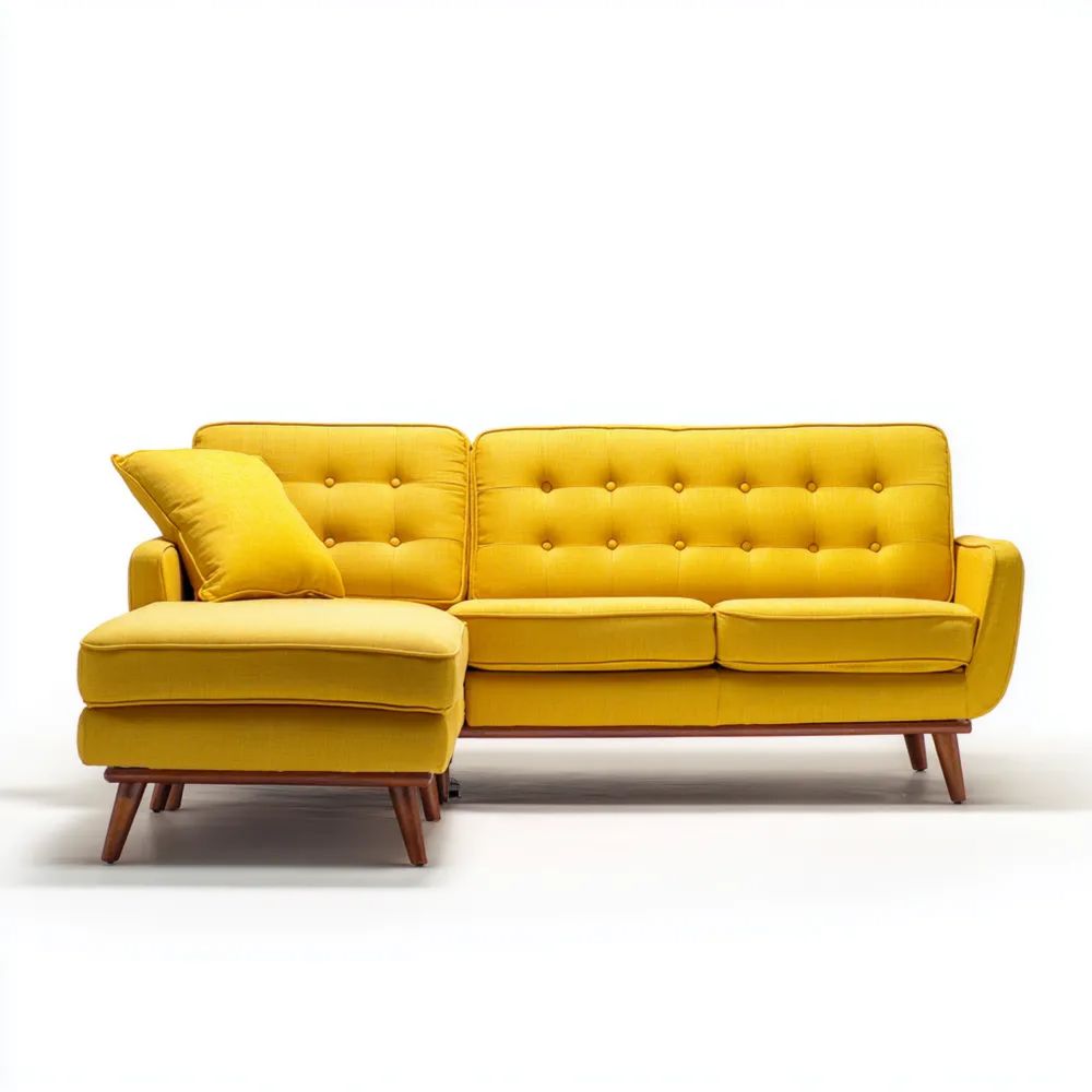 Canapé d'angle Tissu 200x140x85 cm Jaune Design Moderne