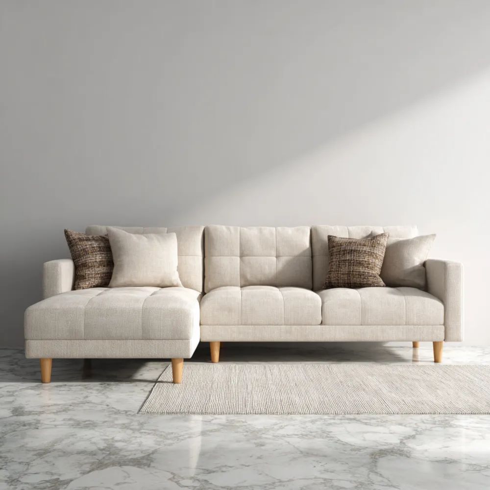 Canapé d'angle tissu 300x150x85 cm - Beige - Design moderne