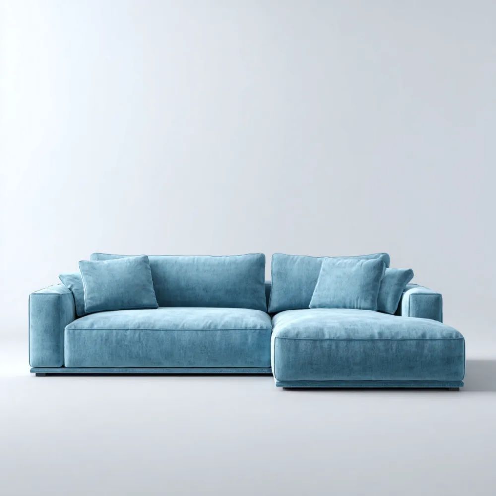 Canapé d'angle en velours 280x160x85 cm - Bleu - Design contemporain