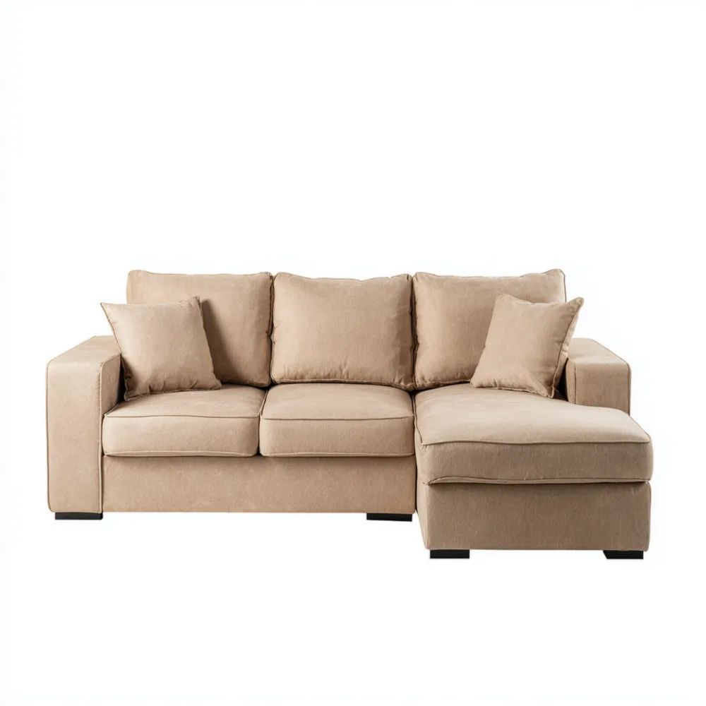 Canapé d'angle en tissu 230x90x85 cm - Beige - Design moderne