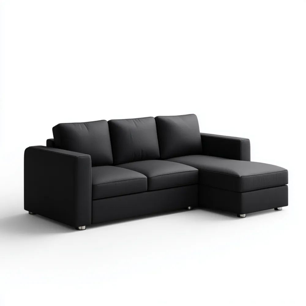 Canapé d'angle en tissu 250x150x90 cm - Noir - Design moderne