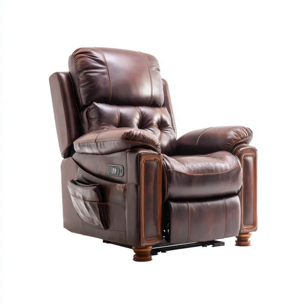 Fauteuil Relaxation 90x95x100 cm en Cuir Marron - Confort Réglable